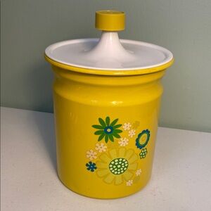 Vintage Kromex Yellow Floral Canister with Lid